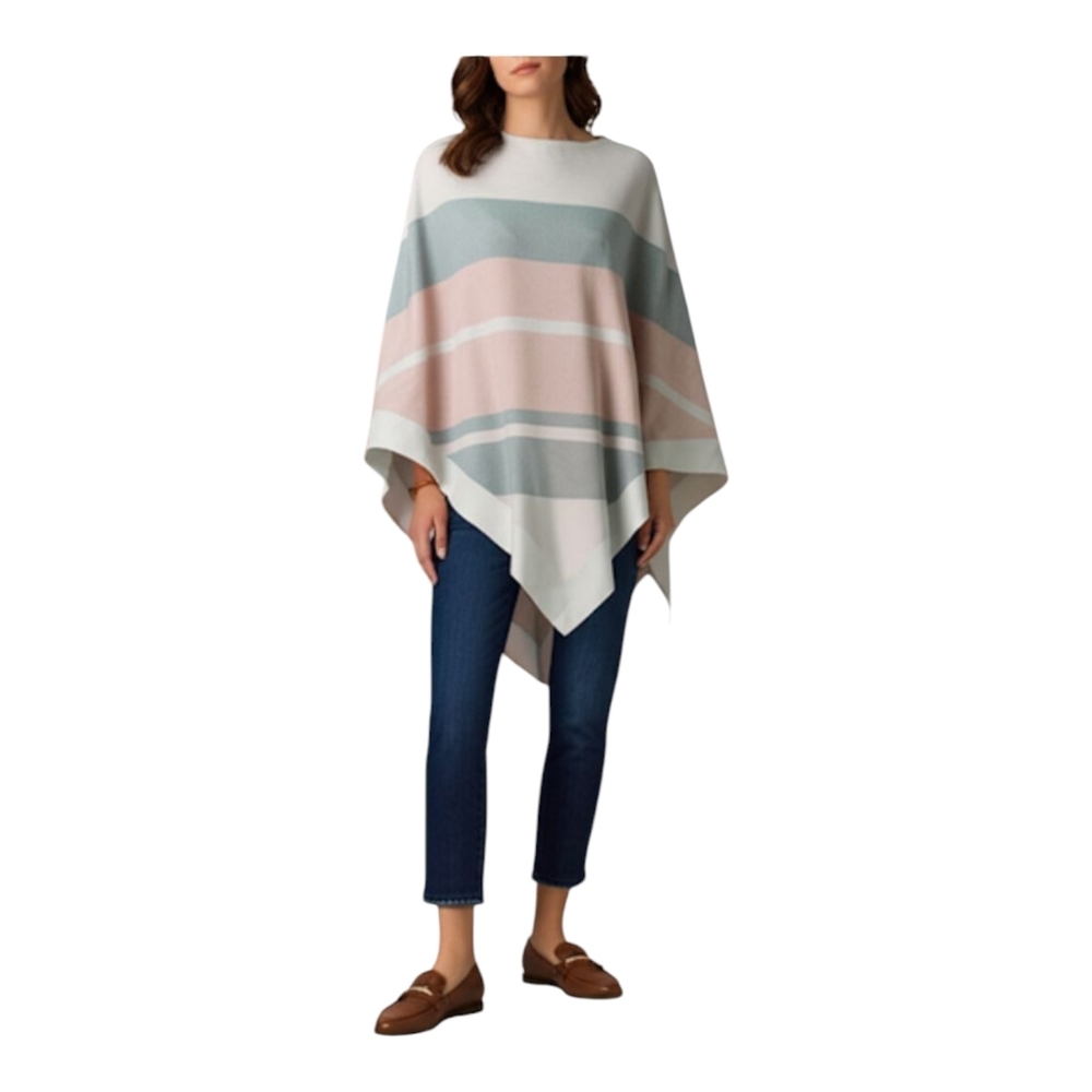 Barefoot Dreams Cozy Chic Ultra Lite Stripe Ocean Breeze Poncho One Size Pastel